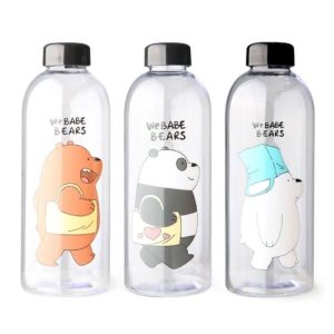 Viral Bear Bottle – 1 Liter Cute Water Bottle (Matte & Transparent)