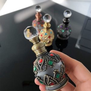 1X Vintage Metal Perfume Bottle – Arabian Style Refillable Container