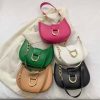 Simple Candy Color Half-Round PU Leather Half-Moon Chain Shoulder Bag – Zipper + Button Closure