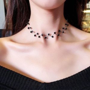 Trendy Fashionable Pearl Choker Necklace – Rhinestone Charm Chain for Girls & Women