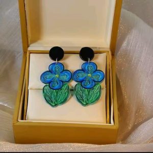 Nebula Supreme 3D Floral Oil Drop Earrings – Lightweight & Allergy-Free