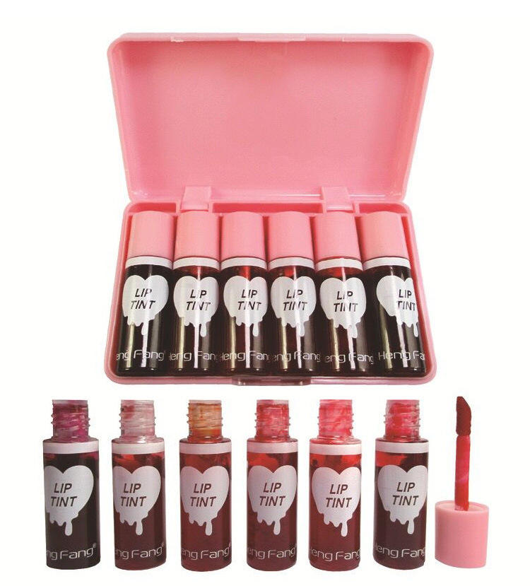 Waterproof Liquid Lip Gloss Set, Color Fixing, Lasting, Liquid Lipstick, Blush, Eyeshadow, Non-Stick Cup, 6 Pcs